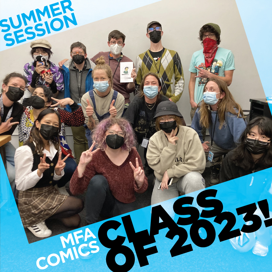 ccacomics's tweet photo. Congrats to the class of 2023 for their second summer session! This group of fantastic creators spent July working with CCA summer faculty including @teenyrobots, @marinaomi, @angryf, and @wuvableoaf! 

#Comics #ComicsMFA #CCAComics #CCAComics https://t.co/LPfrIIf5DY