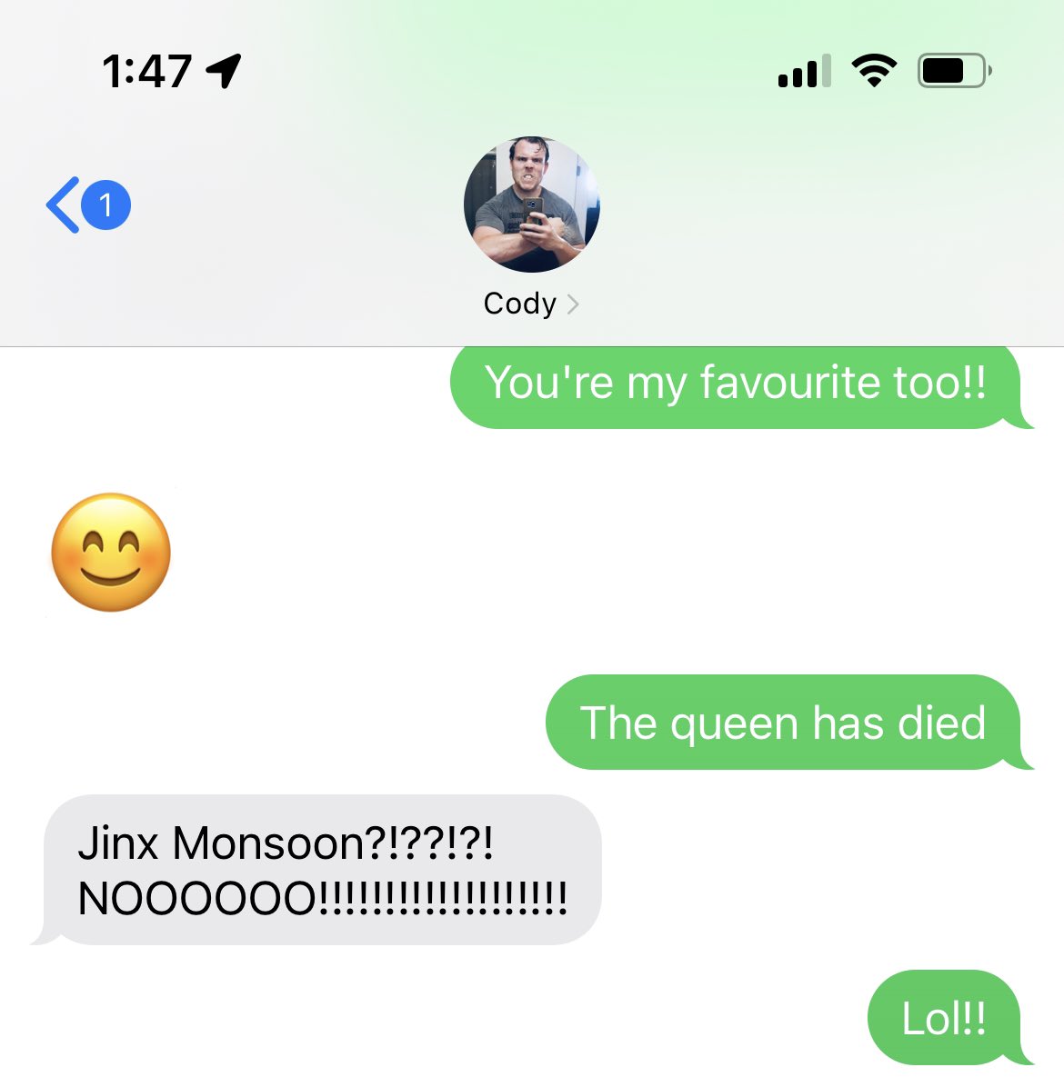 Dianna_T's tweet photo. @kornbreadTMFS My fiancé thought I meant @JinkxMonsoon  when I said the queen had died https://t.co/7QwjBEBt7l