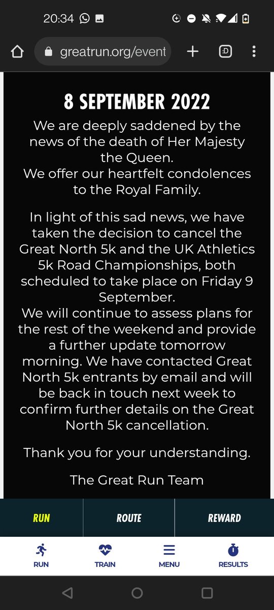 GNR 5k cancelled #northumbria #nusport
