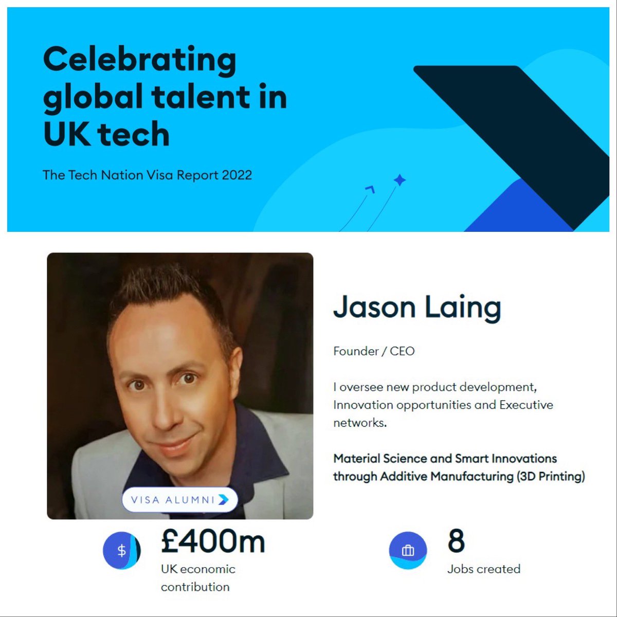 Promake's tweet image. ProMake is exceptionally grateful to the @TechNation Visa, this program allowed our very own @Promake CEO and Co-Founder Professor @JASONLAING to bring his talents to the UK and contribute to create ProMake into what it is today

#technationvisa #TechNation #promake