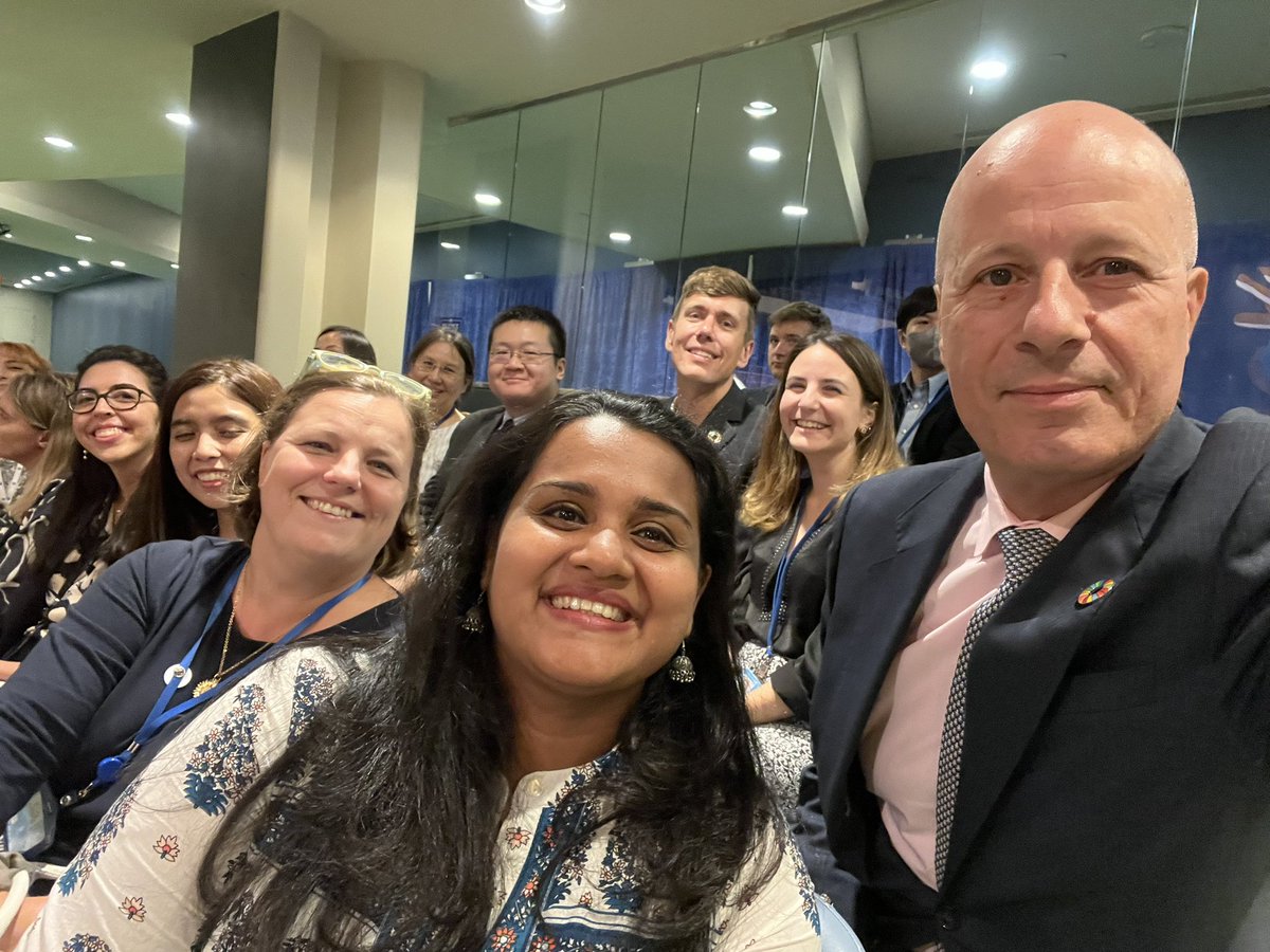 MaherNasserUN's tweet photo. Where else can I be when the @UN General Assembly is about to vote on a resolution creating a UN Youth Office? With @jayathmadw and her team, of course! Missing @AhmadAlhendawi who served as the first Youth Envoy at the UN! https://t.co/KBZAVhau4A