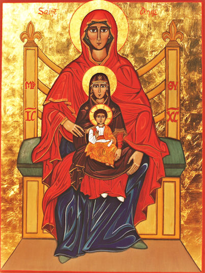 WilGafney's tweet photo. On this Feast of the Nativity of the Ever Blessed Virgin and a day when so many feel that they have lost a grandmother I offer this icon of Jesus in the lap of the blessed virgin in the lap of her mother Anna, Jesus's grandmother according to tradition. https://t.co/mjNEUDs9ci