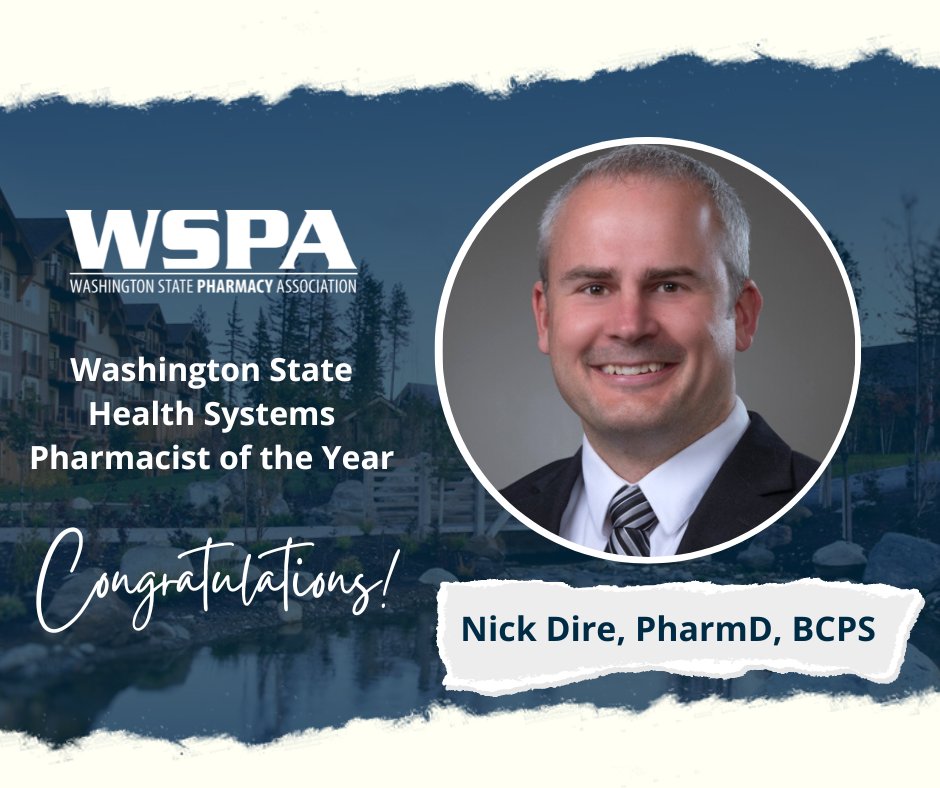 We are excited to announce that Nick Dire, PharmD, BCPS, has been named Health Systems Pharmacist of the Year!

For a full list of award winners and WSPA Annual Meeting information, please visit, 
bit.ly/22wspaannualmtg