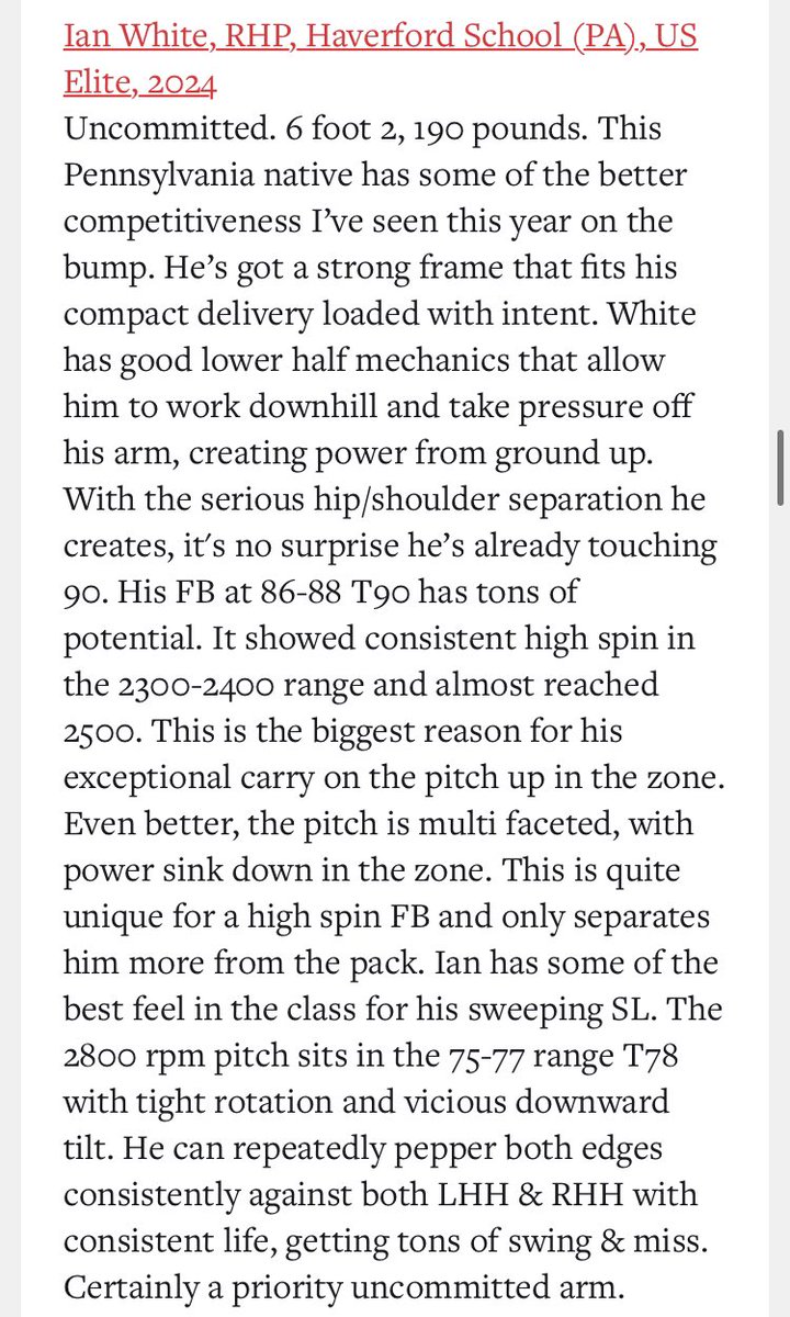MIanWhiteJr's tweet photo. Thankyou for the write up! @JGoetzPBR @USElitebase https://t.co/2nHQCdRLuV