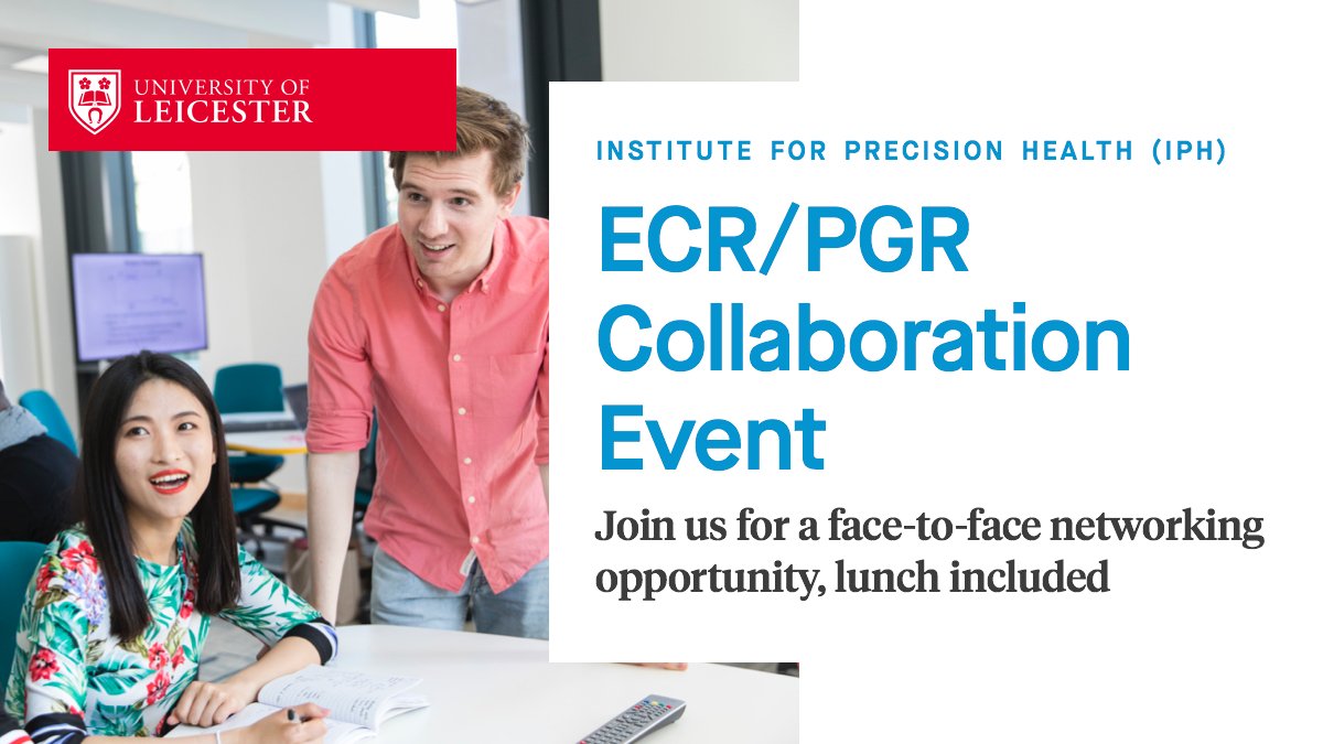 Leicester Precision Medicine Institute (@lpmi_uk) on Twitter photo We would like to invite ECRs and PGRs to join us for a networking opportunity based around Precision Health research project design. We are keen to encourage ECRs/PGRs from across departments. Lunch provided. Contact👉lh28@leicester.ac.uk👈for information and the application form We would like to invite ECRs and PGRs to join us for a networking opportunity based around Precision Health research project design. We are keen to encourage ECRs/PGRs from across departments. Lunch provided. Contact👉lh28@leicester.ac.uk👈for information and the application form