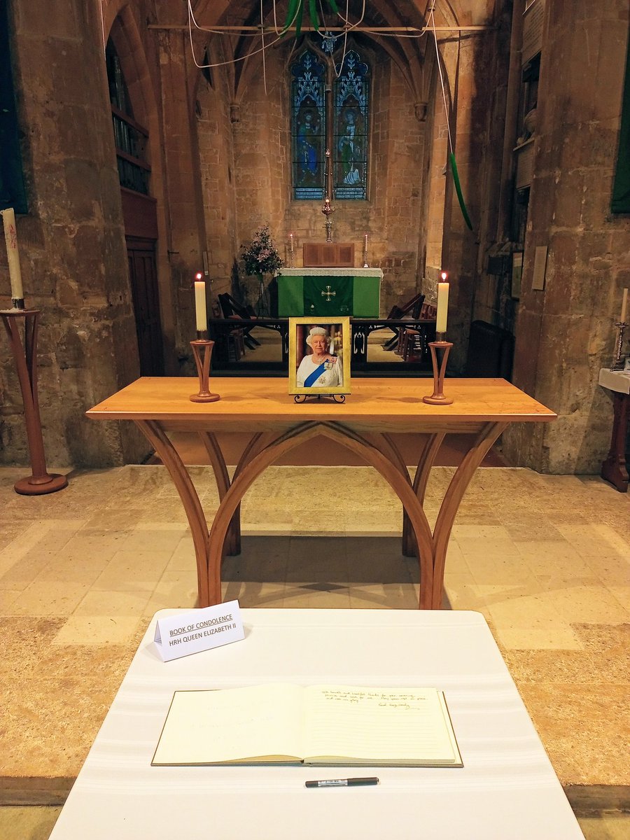 St Peter's will be open between 8am and 6pm each day for you to visit, spend some time in prayer, and add your words to a Book of Condolence, in memory of HRH Queen Elizabeth II #QueenElizabethII #Cheltenham