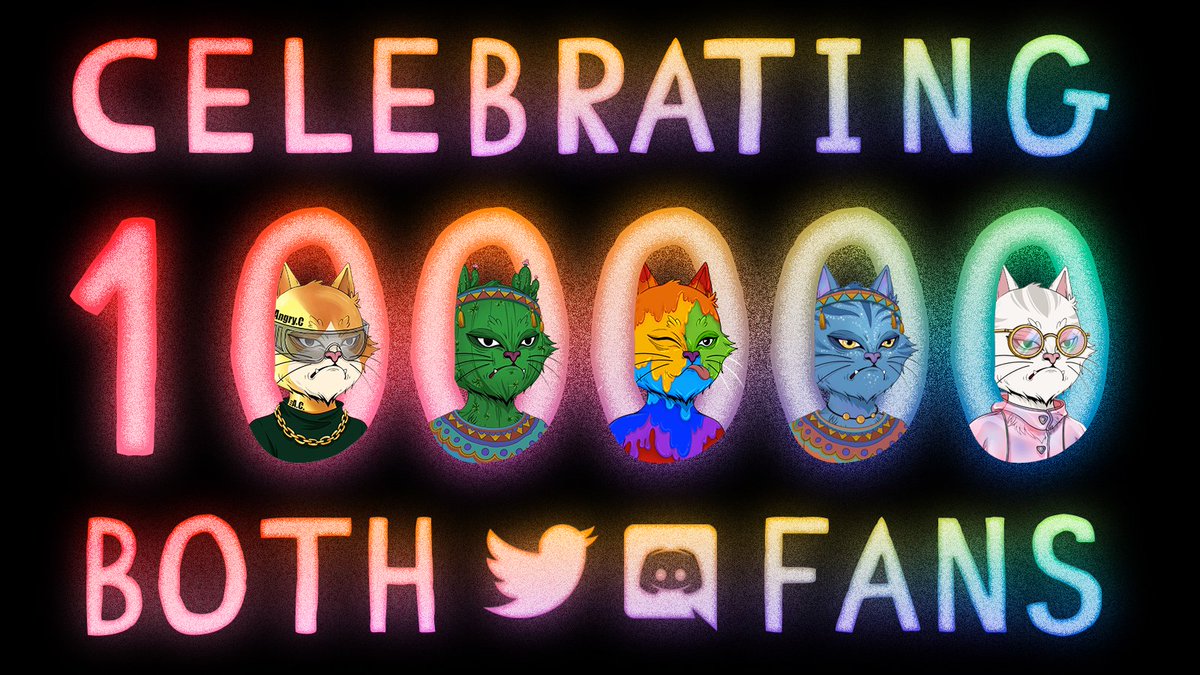 🎉Both Twitter and Discord have over 100k followers.
5x whitelist spots giveaway
1- Like, RT and tag your friends
2- Follow  <a href="/angrycat_nft/">Angry Cat</a> &amp; @AngryC_giveaway 

💢🐱🎉
#NFT #FreeMint #Giveaway #BlueChipNFT