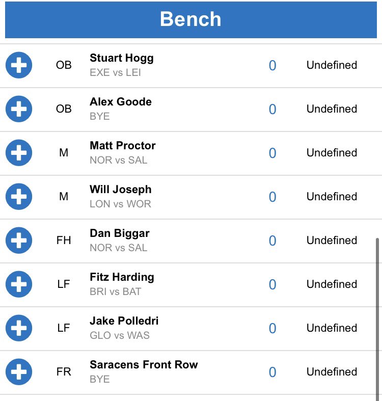jralloway's tweet photo. @FantasyRugDraft Could be worse, I think. Some WW action needed in week 1 https://t.co/byizb8Yo2N