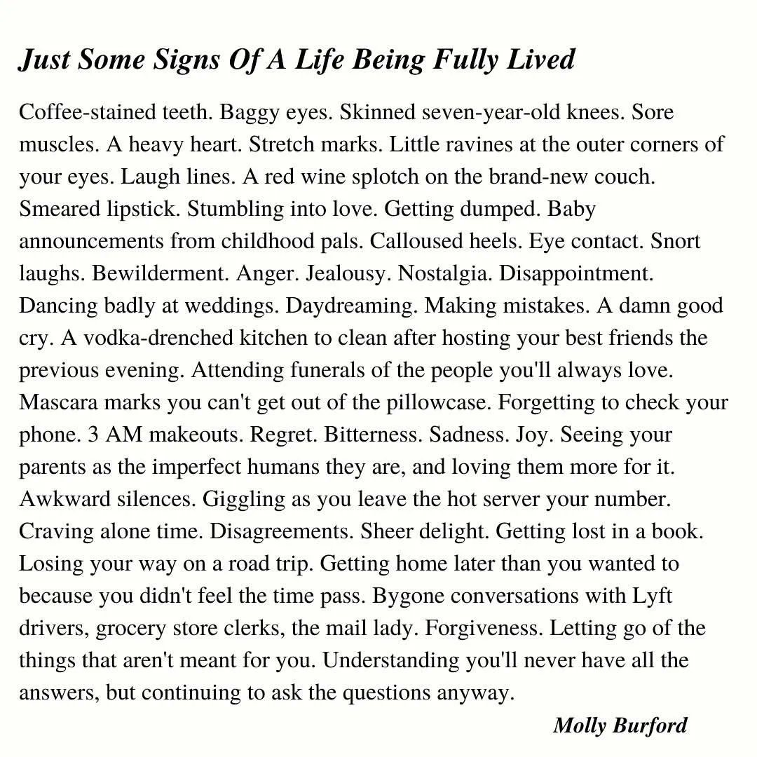 ThoughtCatalog's tweet photo. Just Some Signs Of A Life Being Fully Lived https://t.co/ggR8MLb1IP