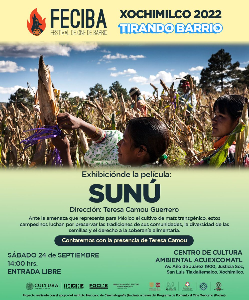 ¡Seguimos tirando barrio en Xochimilco! 👊🏿
El sábado 24 de septiembre exhibiremos 'Sunú' en el Centro de Cultura Ambiental Acuexcomatl  🎬.
La cinta recibió una mención honorífica en el Festival de Cine Documental Mexicano Zanate.  ¡Lxs esperamxs!🙌
🕑 14:00 hrs
#TirandoBarrio