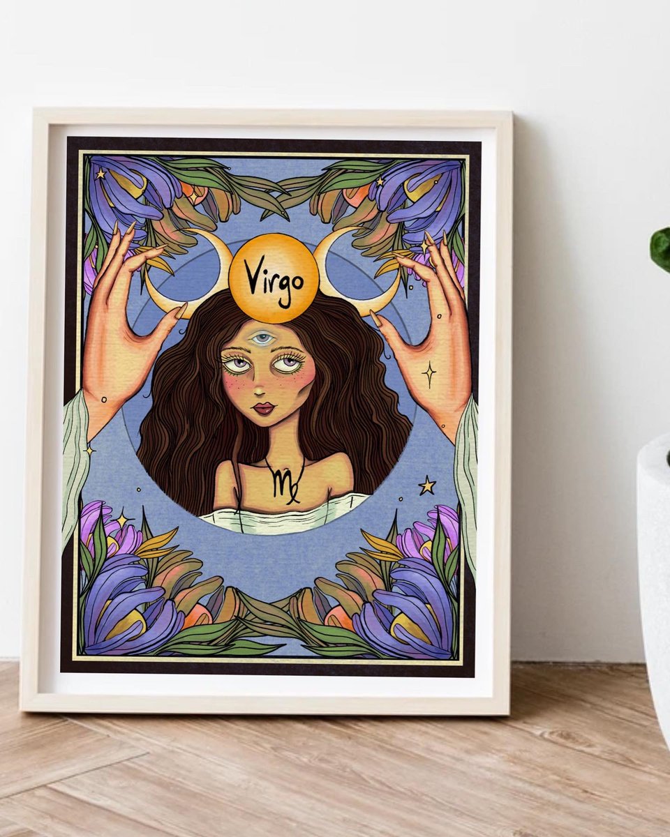 danigdoodle's tweet photo. Happy Virgo Season!
This illustration is in celebration of those born between Aug 23rd and Sept 22nd! The perfect gift for the Virgo in your life! This concludes my Zodiac Poster Series! All 11x14  posters, including the Zodiac Series, are 30% off now! 
https://t.co/wGxrsSKpto https://t.co/jmEIO1Xasn
