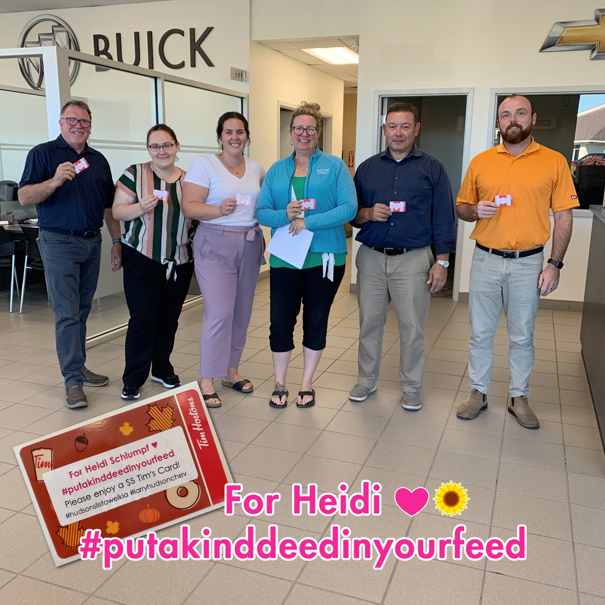 Today the Hudson Team randomly handed out over 125 Tim Hortons gift cards at our locations (and in the community) to honour the life, legacy, and kind heart of Heidi Schlumpf on what would have been her 35th birthday. #putakinddeedinyourfeed #forheidi