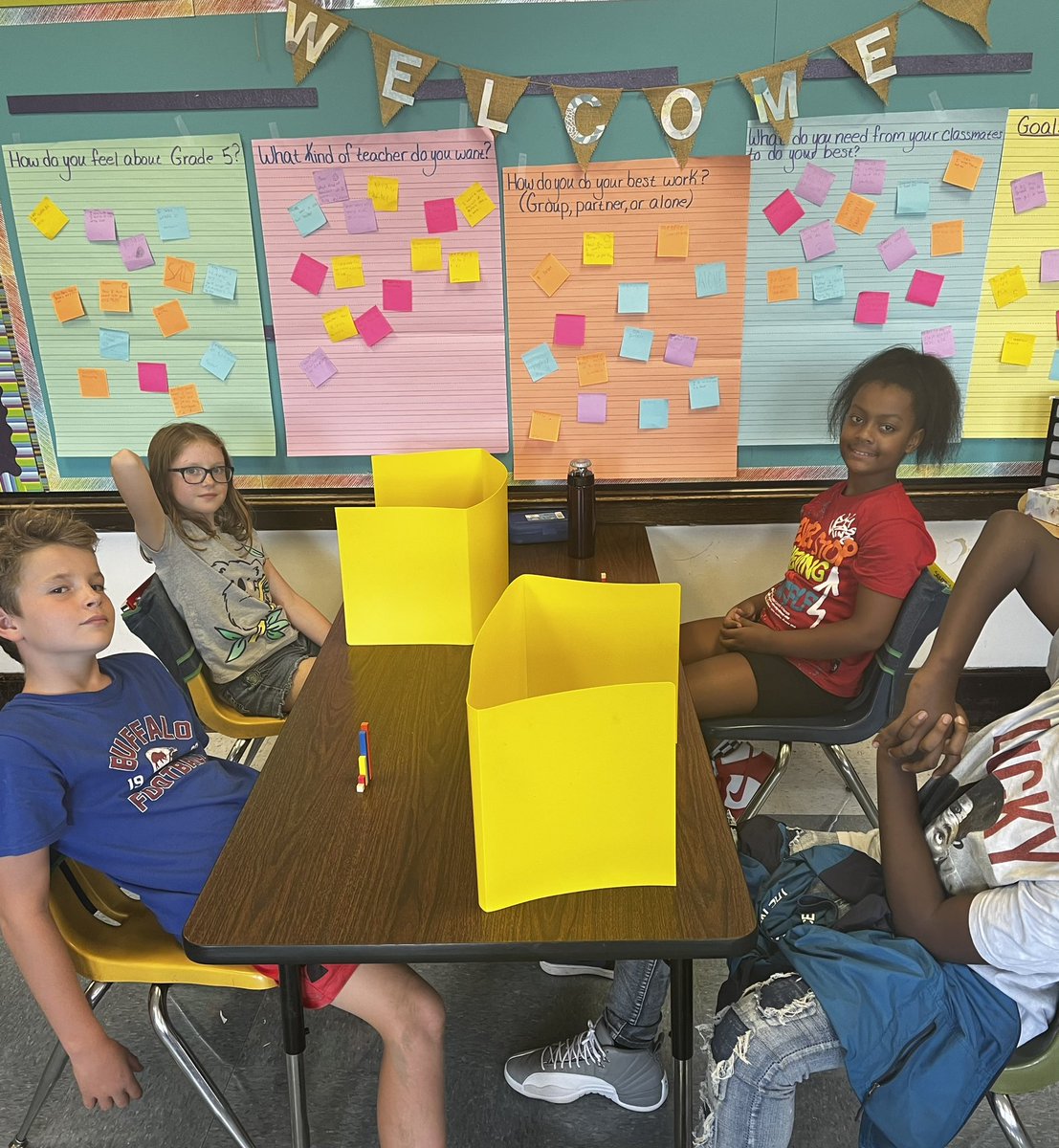 beccanson's tweet image. 5th grade students practicing communicating and following directions.