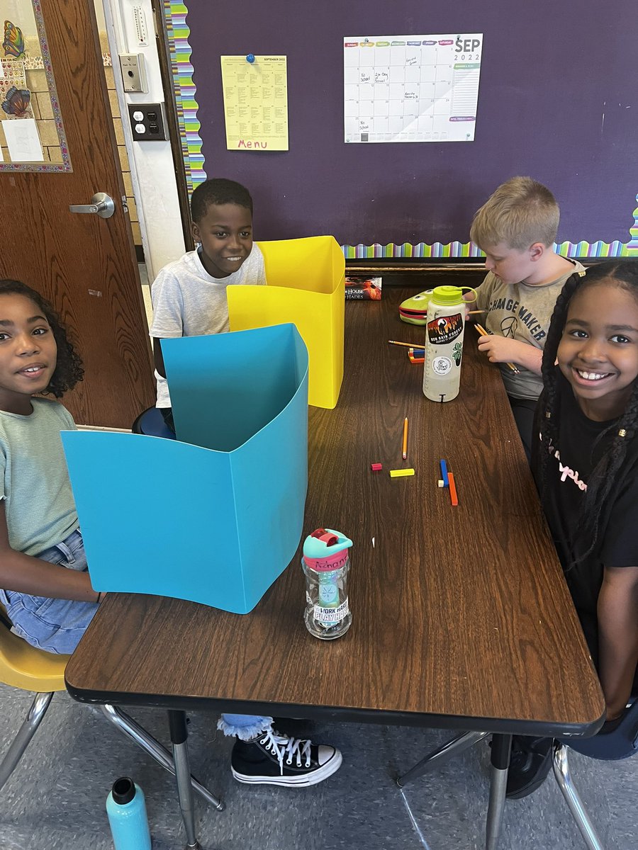 beccanson's tweet image. 5th grade students practicing communicating and following directions.