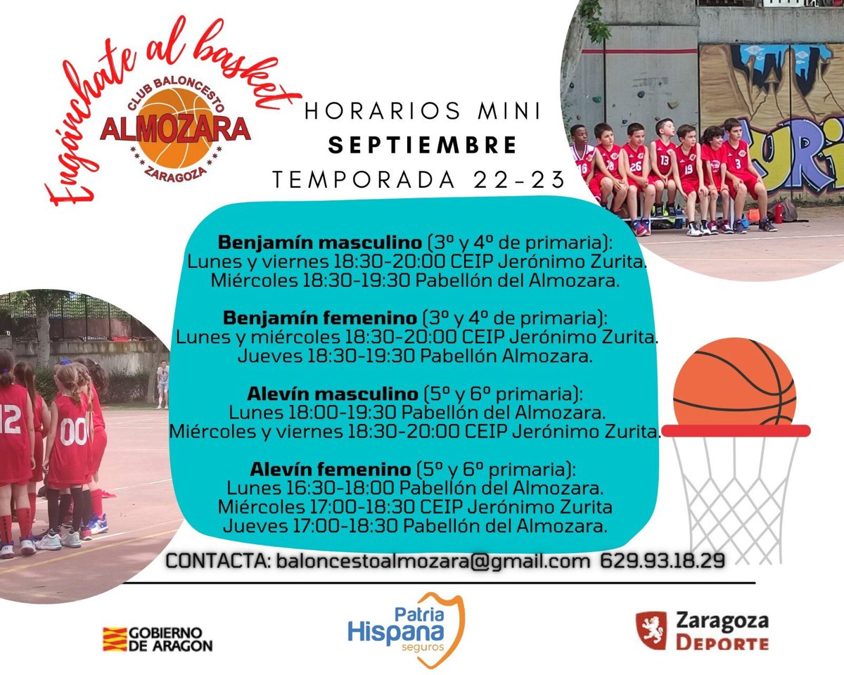 CBAlmozara's tweet photo. El próximo lunes comienzan los entrenamientos de lo equipos escolares 🏀🏀🏀 Busca el equipo que se ajusta a tu edad, consulta los horarios y participa en los entrenamientos 🏀🏀🏀 https://t.co/4Byjk3wUNo