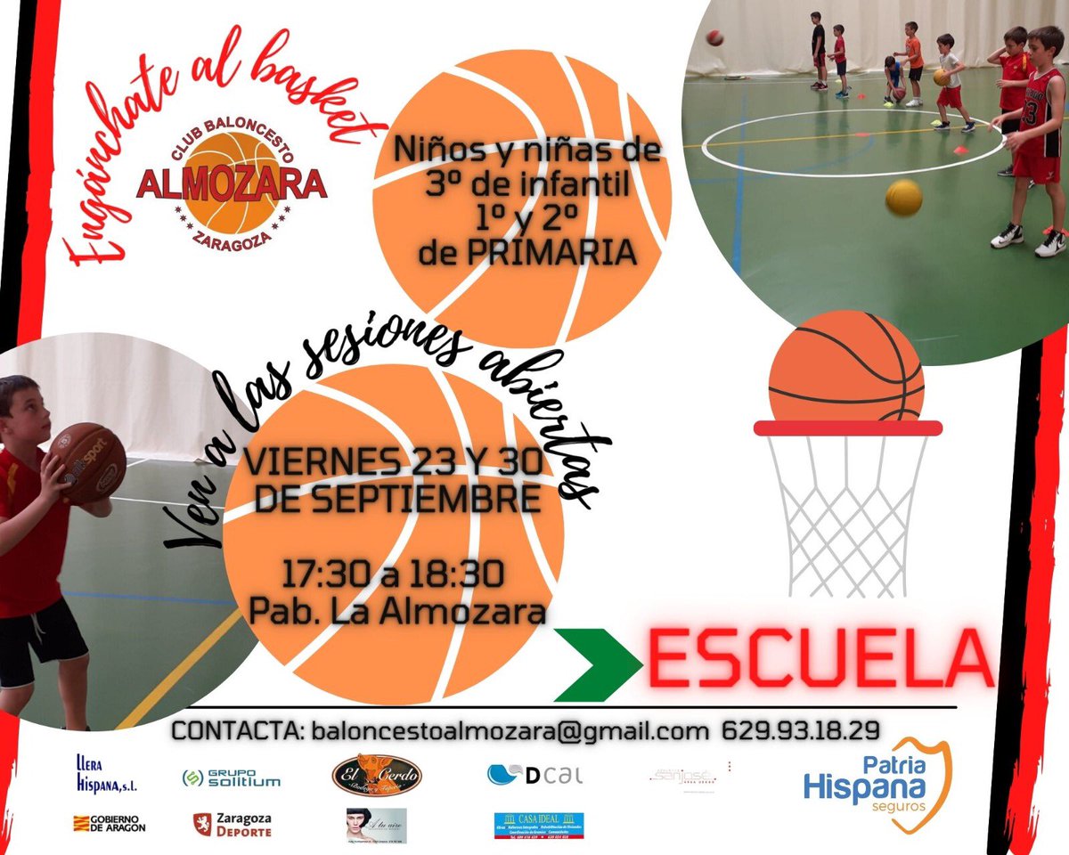 CBAlmozara's tweet photo. El próximo lunes comienzan los entrenamientos de lo equipos escolares 🏀🏀🏀 Busca el equipo que se ajusta a tu edad, consulta los horarios y participa en los entrenamientos 🏀🏀🏀 https://t.co/4Byjk3wUNo
