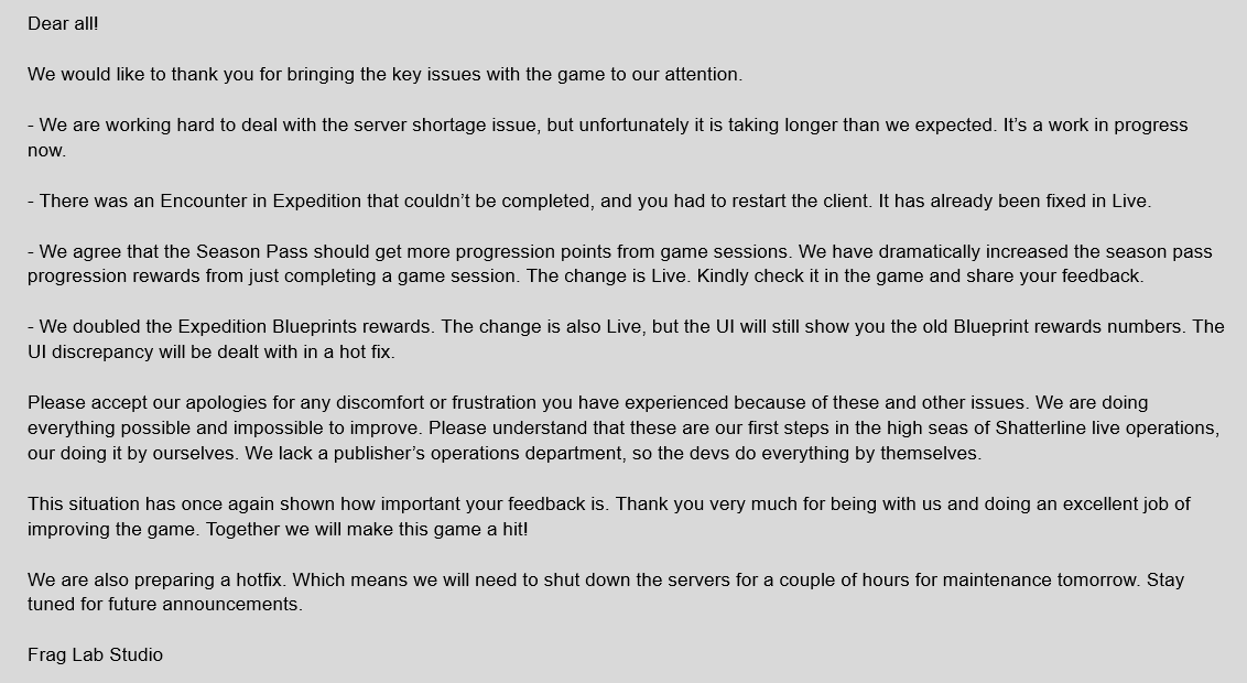 ShatterlineFPS's tweet photo. Hey! News about hot-fixes and first hours of Early Access down here 👇 https://t.co/bxUCMEMI2V