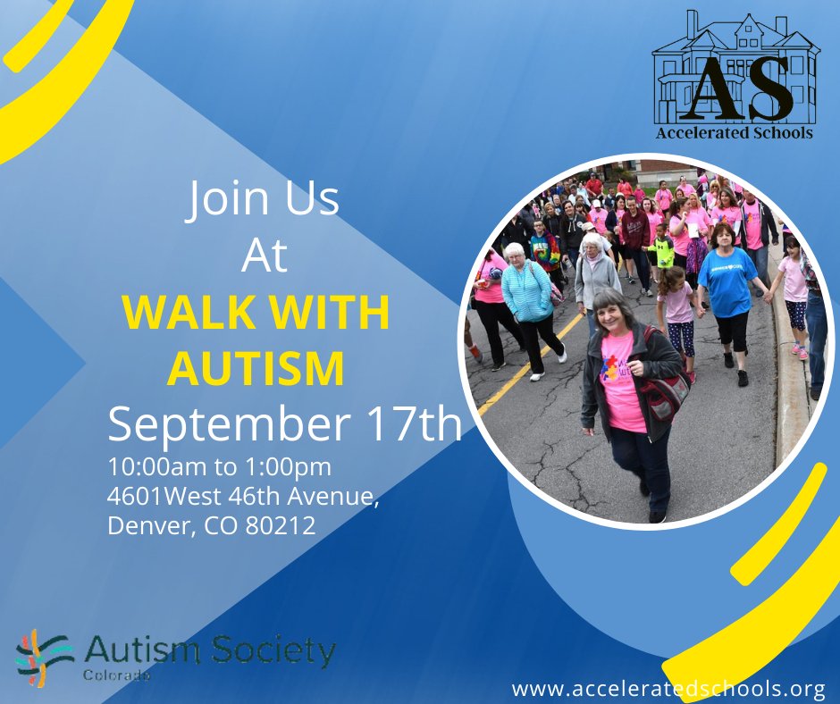 Accelerated Schools (@acceleratedway) on Twitter photo We know that school can be difficult, and having #autism does not make it any easier. Our small class sizes and individualized learning structure have made learning much more manageable. We are excited to participate in <a href="/AutismColorado/">Autism Society of Colorado</a>'s Walk With Autism next Saturday!
#education We know that school can be difficult, and having #autism does not make it any easier. Our small class sizes and individualized learning structure have made learning much more manageable. We are excited to participate in <a href="/AutismColorado/">Autism Society of Colorado</a>'s Walk With Autism next Saturday!
#education