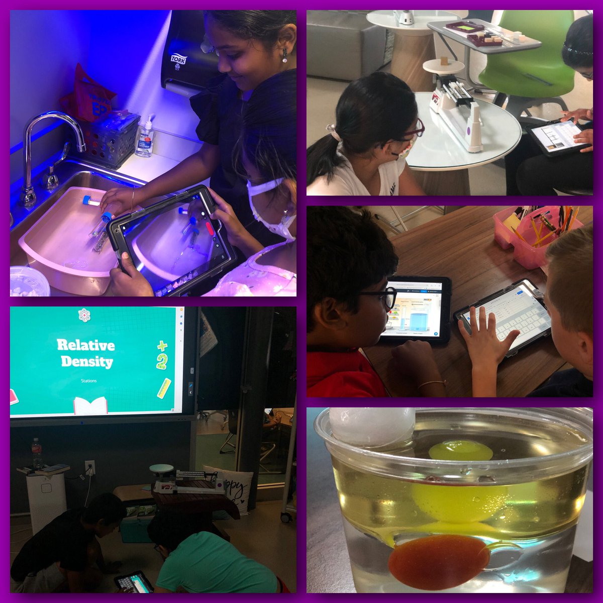 MayV1's tweet image. #ScientificLEESpeaking #PurpleHouse5 @NetZeroLee is growing some amazing scientists!#RelativeDensity station challenges! @CISD_Science