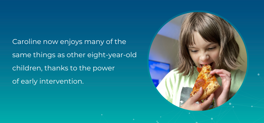 Follow Caroline’s journey as she learns to enjoy solid foods, sleep through the night, and play chase with classmates on the school playground. Read Caroline's story: viacenters.org/stories/early-…