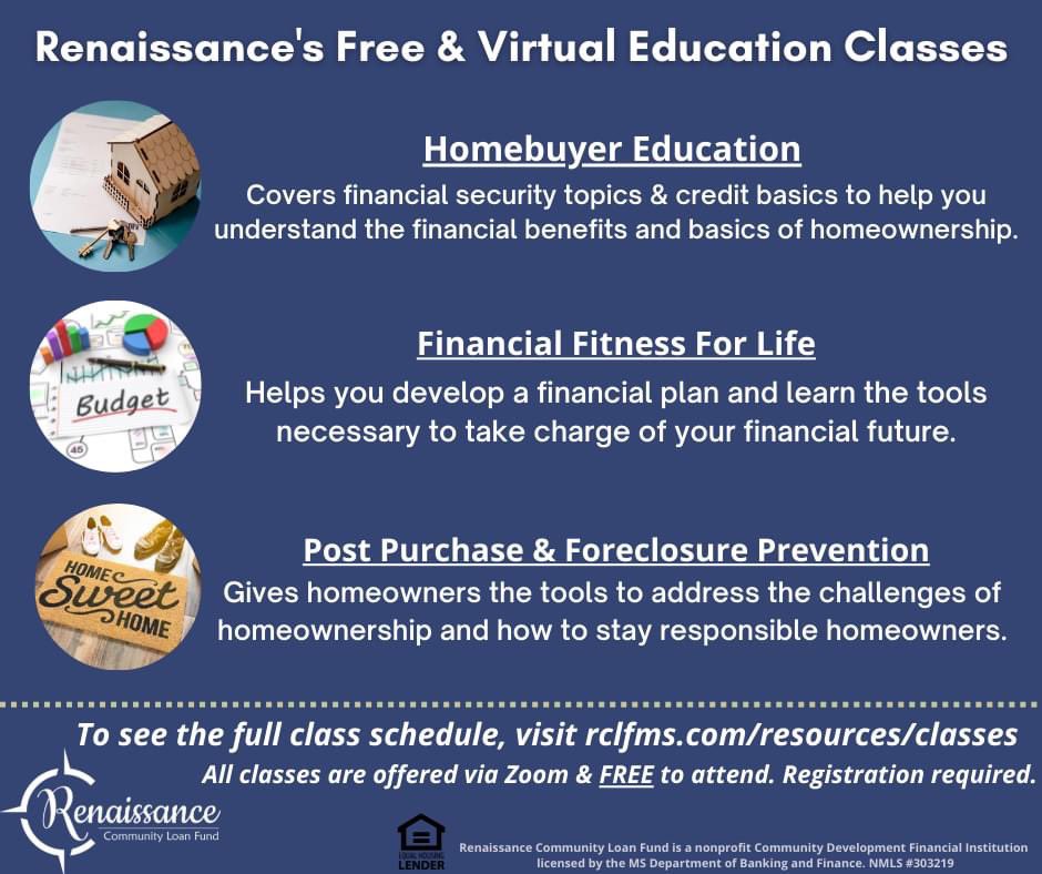 Did you know that September is #NationalSelfImprovementMonth? Join our HUD certified Home Purchase Advisors for one or all three of our FREE &amp; VIRTUAL classes! 🏡💻

Learn more about our classes and register now at rclfms.com/resources/clas…