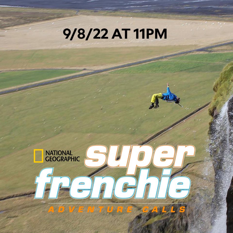 reid206's tweet photo. Don't miss the TV premiere of SUPER FRENCHIE tonight, 9/8, at 11pm (in your local timezone), immediately following Jimmy Chin’s new adventure series EDGE OF THE UNKNOWN on @NatGeoTV. It’s about about ski/BASE jumper extraordinaire, Matthias “Super Frenchie” Giraud @matthiasgiraud https://t.co/zhV6sF8tD4