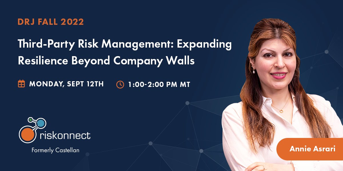 If you're attending #DRJFall, be sure to sit in on Annie Asrari's session "Third-Party Risk Management: Expanding Resilience Beyond Company Walls" on Monday, September 12th at 1:00pm MST.