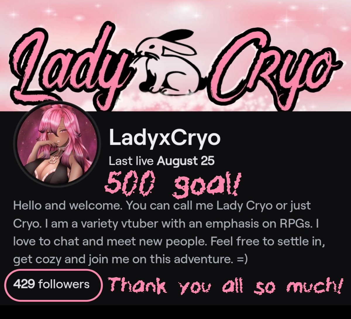 New goal acquired! Can I reach 500 followers on #Twitch before Halloween 🤔 🎃 We will have to see. Thank you all so much for getting me this far! I love you all! 😍 I never thought I would even make it this far.