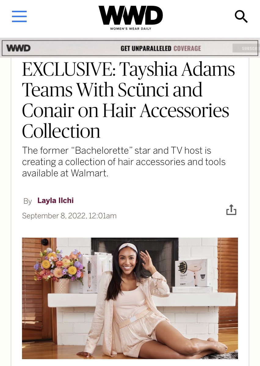 After 12 months of putting my heart into creating my own hair tool and accessories line with @ConairBeauty & @ScunciHair I am so excited to finally be able to share the news of this launch! Exclusively at Walmart online 9/9 and in stores 9/19 💖 wwd.com/beauty-industr…