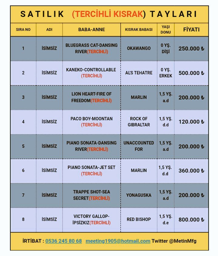 MetinMfg's tweet photo. #TercihliKısrakTayı Tercihli annelerden #SatılıkTay'lar #BluegrassCat #Kaneko #Lionheart #PacoBoy #PianoSonata #TrappeShot #VictoryGallop tayları Satılıktır @yamanlarbeyi78 @Filimosman @AlimCengiz9 @SelanikHARASI @HalukCanceker @SIAYSD irtibat:5362458068 https://t.co/DFPg2zjGyh