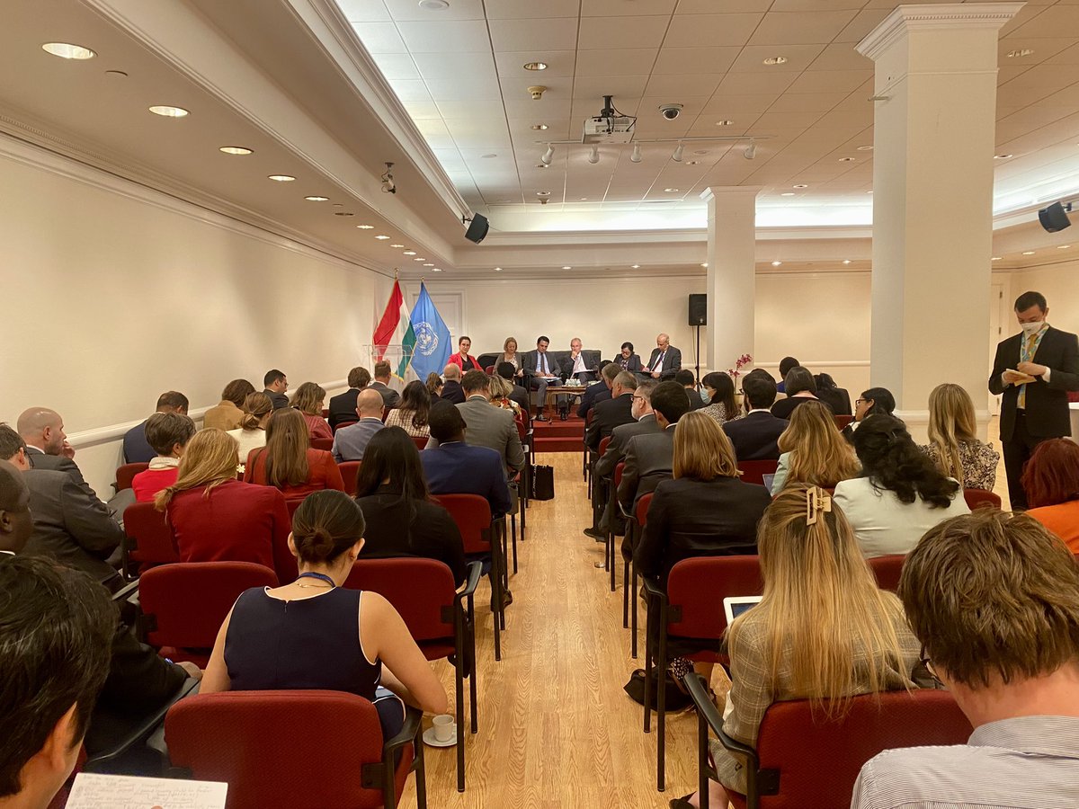 HUNMissionToUN's tweet photo. As a committed member of international cooperation on #water it was our pleasure to host today’s #GoFofWater meeting discussing the preparatory process of the UN 2023 Water Conference with UNGA77 President @Csaba_Korosi_ USG @SustDev @TajikistanPRUN @yokabrandt &amp; @EgyptPRNewYork. https://t.co/HsEKaoUTDc