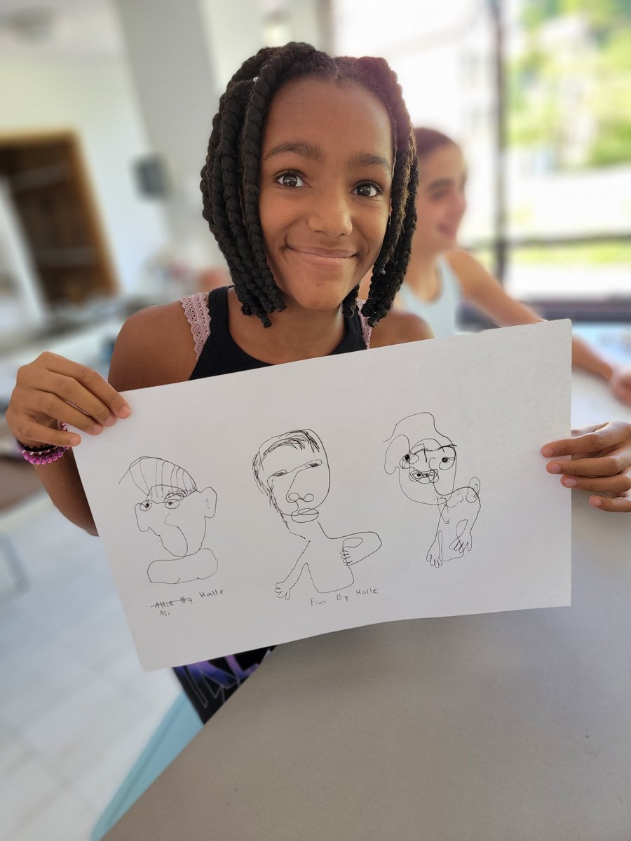 JBSchool's tweet photo. This week 7th graders are learning about contour drawing in Ms. Allison's painting and drawing class. Students drew each other without lifting their pens and got a kick out of their reveals! #jbsstudents #jbsart #jbsfaculty https://t.co/38OWYPZQ1o