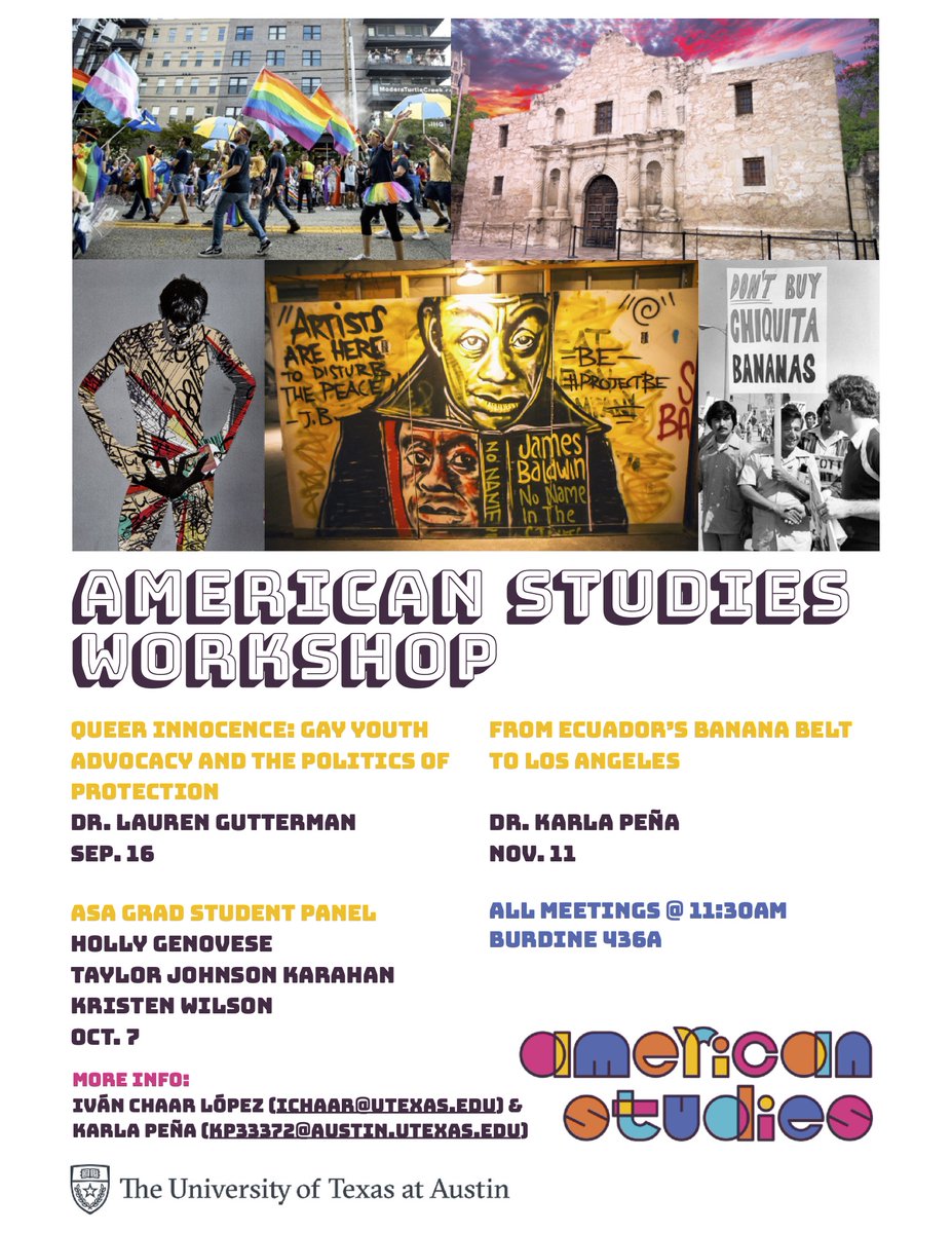AmStudies's tweet photo. This workshop series marks our return to in-person talks and we are SO looking forward to them &amp; seeing all of your faces!

The AMS Workshop Series is a forum for faculty and graduate students to share their work, in some cases this will be work in progress. https://t.co/GYj6Ab4Qj8
