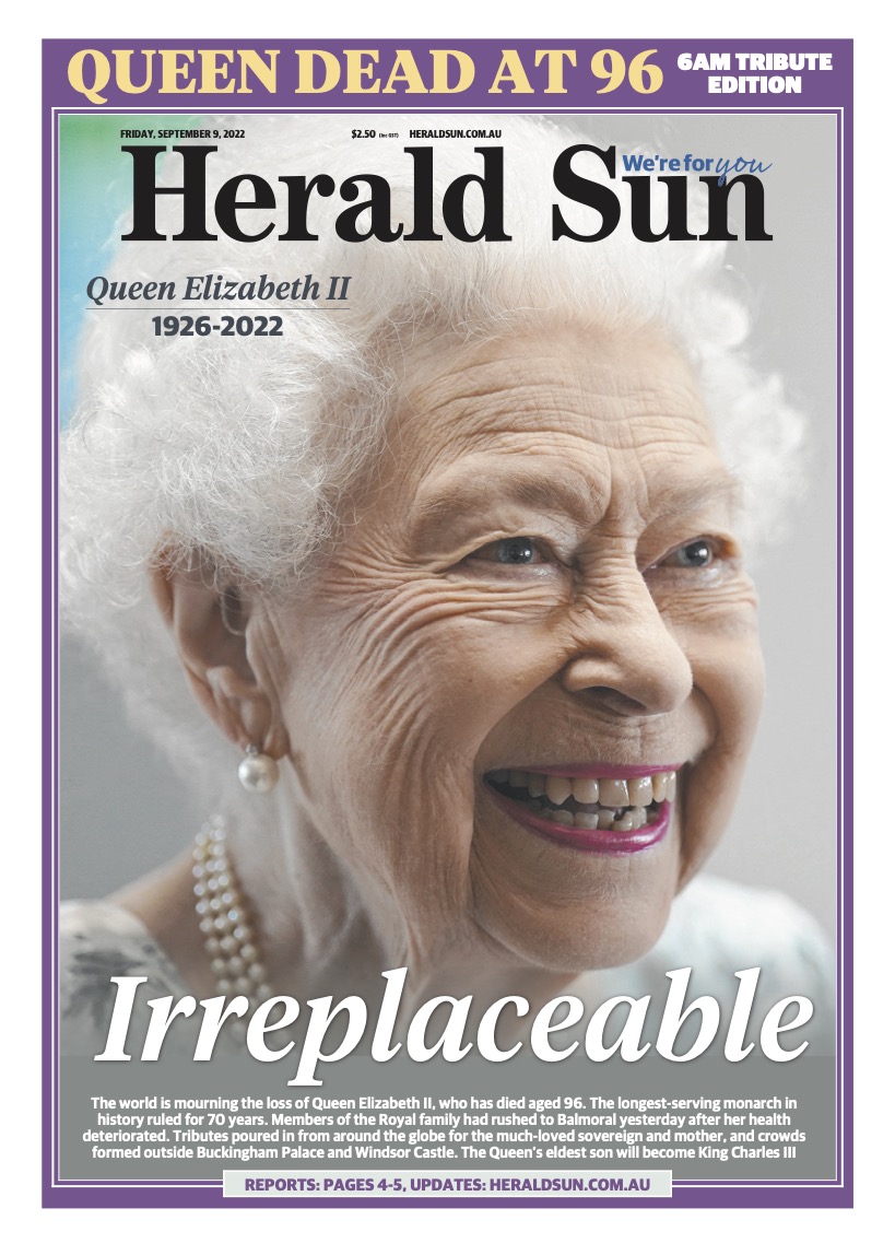 News never stops. RIP HRH. <a href="/theheraldsun/">Herald Sun</a> #queen #QueenElizabeth #QueenElizabethII #BuckinghamPalace