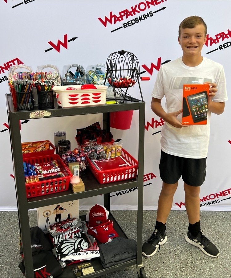 At WHS, students can receive tickets for positive behavior and can turn those in for a prize. Drew was our big winner today while taking a spin on our positive behavior rewards cart!