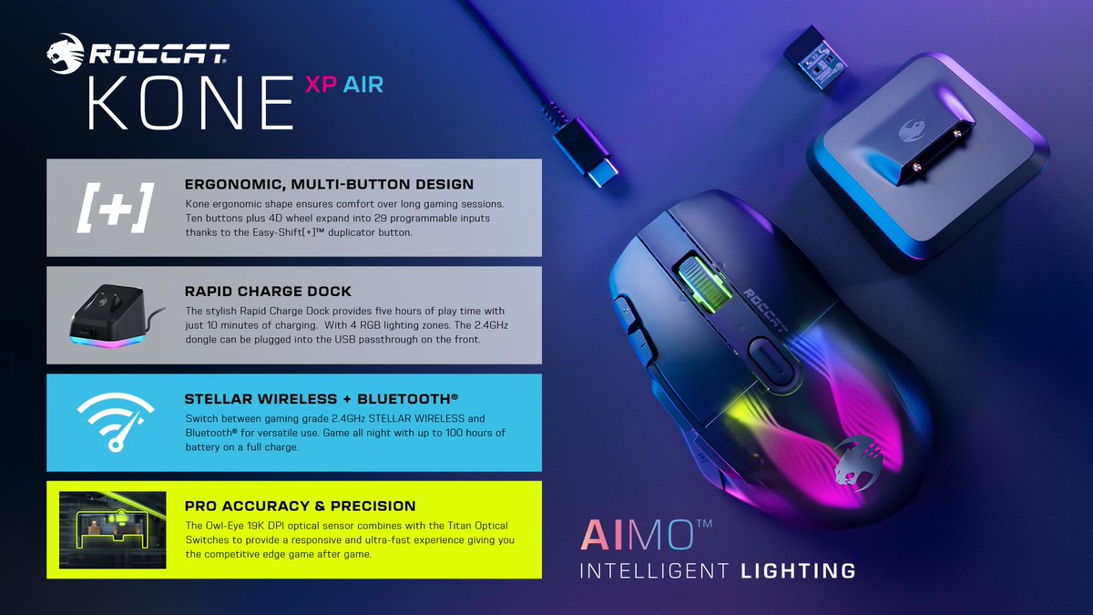 FutureTroyTV's tweet photo. Annoucing my first Twitch Partnership with @ROCCAT! 🥳

Experience the new Roccat Kone Air Wireless Mouse! 🕹

Unboxing and gameplay live now @ https://t.co/w91Uzw3yHC
Use Code: G10-FUTURETROY @ the checkout for 10% Off! https://t.co/brJS4Q7eey