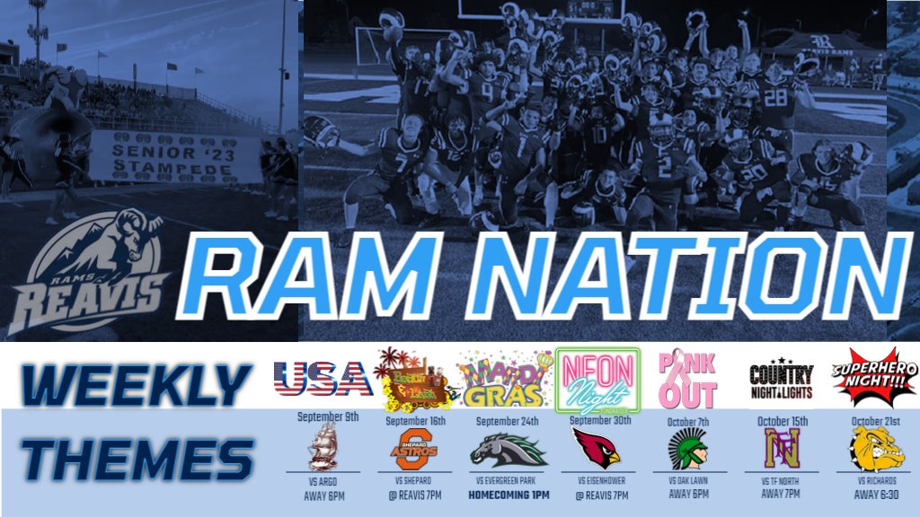 Ram Nation! Let's get ready for the weeks ahead with some great theme weeks for Fall Sports!