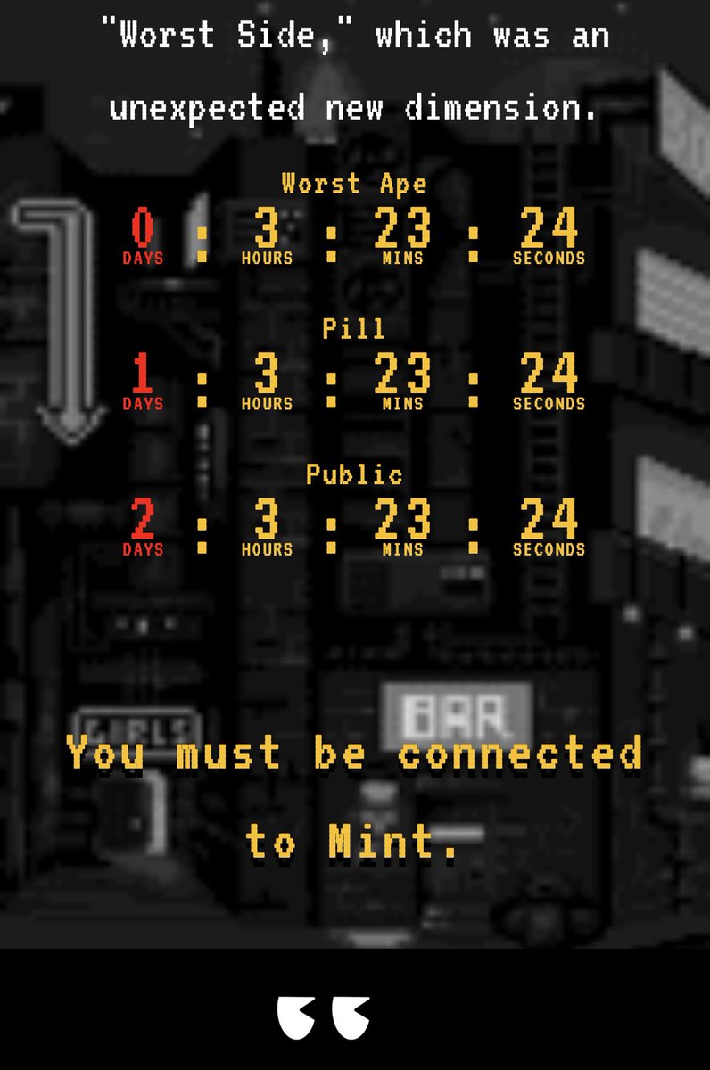 buyonthedip's tweet image. … @Worst_Ape “worst side” mint starts in a little over 3 hours! 

😳😳😬😳😬😳😬😬😳