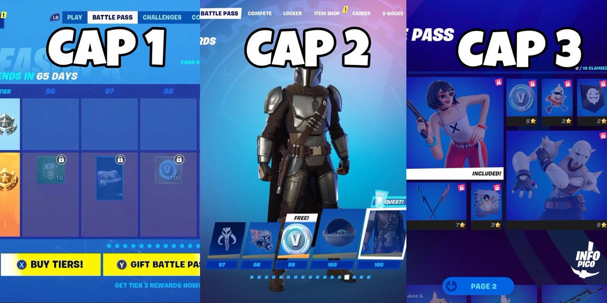 InfoFortniteES's tweet photo. Ahora que se ha confirmado que el menú del Pase no cambiará para la Temporada 4, ¿cuál ha sido vuestro favorito?

1️⃣ Capítulo 1
2️⃣ Capítulo 2
3️⃣ Capítulo 3 https://t.co/l0ZFNRUs61