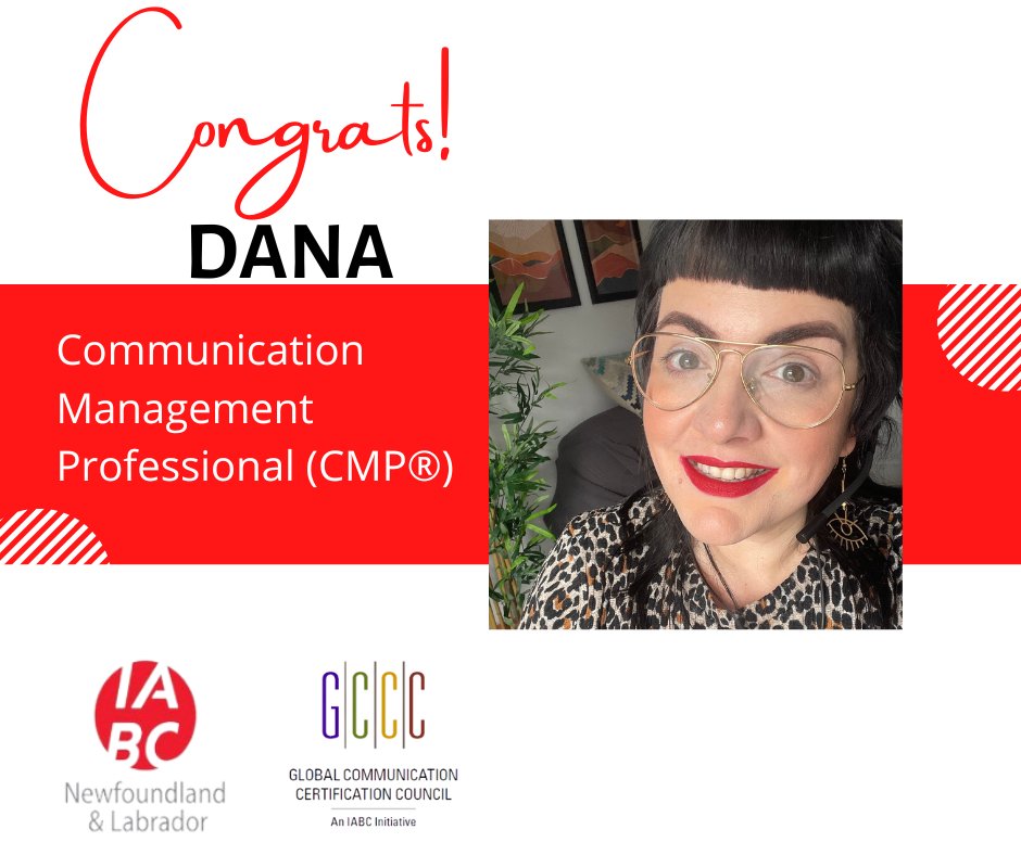 Sending big congratulations to #IABCNL member Dana Hawco on achieving designation as a Communication Management Professional (CMP®) through the Global Communication Certification Council.  Way to go, Dana! <a href="/IABC/">IABC</a> #GCCC #CommsExcellence