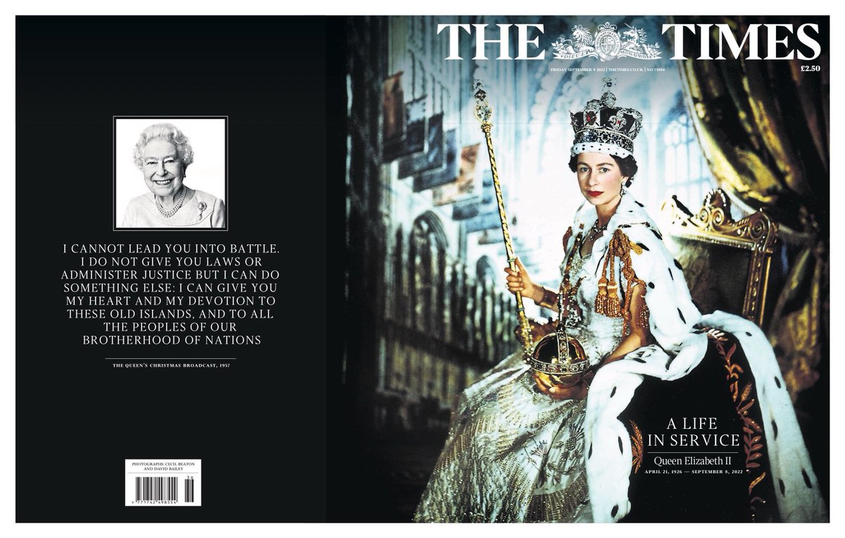 Tomorrow’s Times: “I cannot lead you into battle. I do not give you laws or administer justice. But I can do something else. I can give you my heart and my devotion to these old islands and to all the peoples of our brotherhood of nations.” - Elizabeth II, 1957