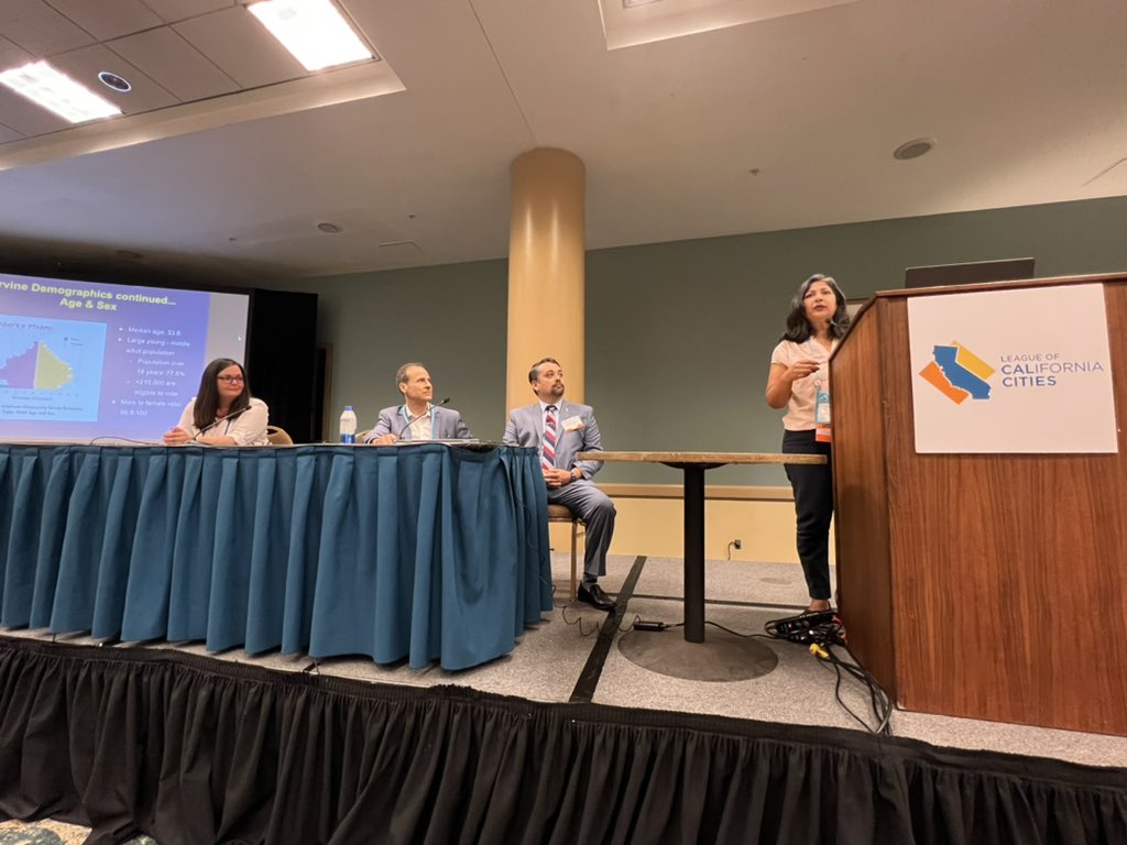 CalCities's tweet photo. City leaders @MayorofIrvine, @CityofSalinas Mayor Kimbley Craig, &amp; @Oakland Chief Resilience Officer Joe DeVries share how their cities are engaging w/ vulnerable residents to identify problems &amp; solutions that advance equity &amp; create more resilient communities. #CalCitiesAnnual https://t.co/jIowb9Fhph