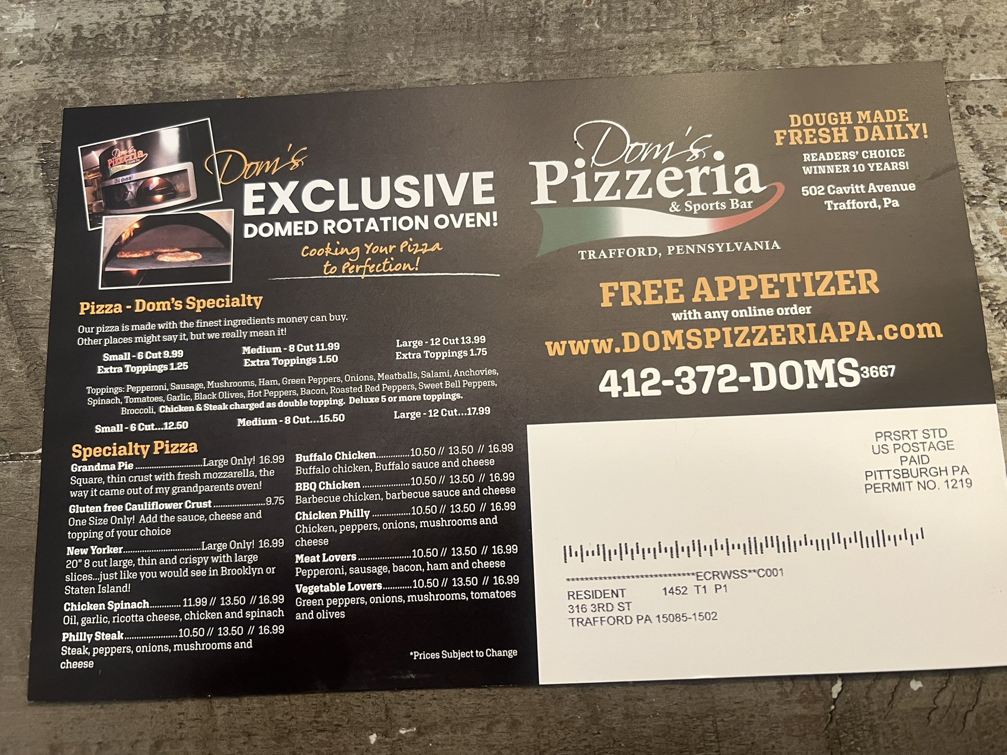 Dom's pizza deals