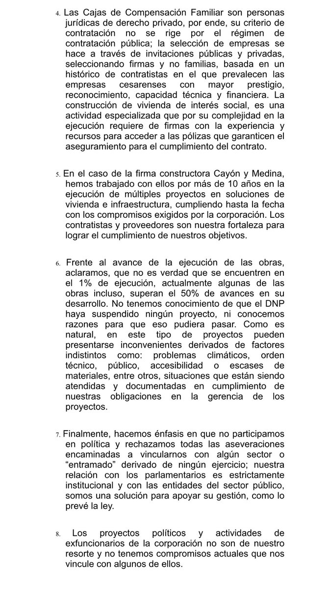 Comunicado de ⁦<a href="/comfacesar/">COMFACESAR</a>⁩, sobre las aseveraciones que se vienen diciendo en contra de la Caja. ⁦@frankmontero36⁩.