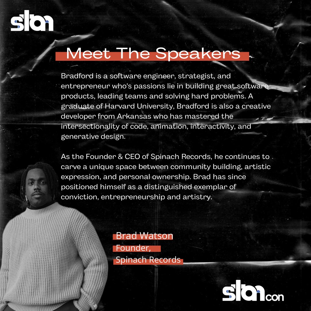 buildingstans's tweet photo. Join us for an insightful conversation around innovative ways to shape the industry and change lives.

We chat to Spinach Records @whoisspinach founder, Brad Watson - @6algorhythms about the role of mental health in the worlds of music, film, politics and tech.

#Stancon #Stan https://t.co/LTsrji98Rp
