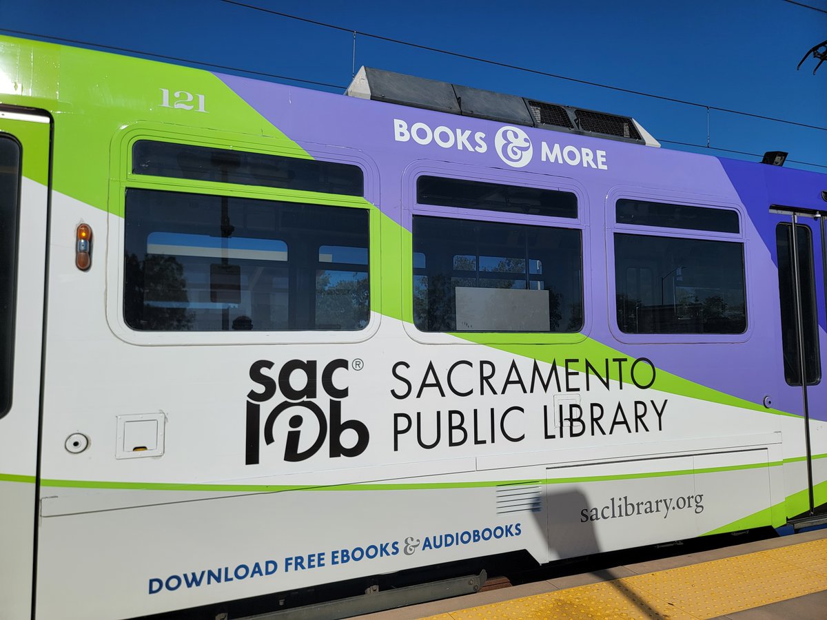 saclib's tweet photo. POV: You just stepped onto the recently unveiled #Sacramento Rolling Library Train. 😍 We teamed up with @RideSacRT to provide access to library services on the go! Learn more about how you can #ReadAndRide at https://t.co/6YftqN2Z0t https://t.co/gUgrNcZeWC