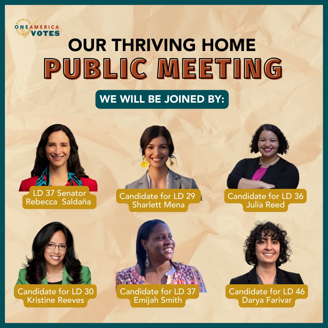 OneAmericaVotes's tweet photo. Our Thriving Home Public Meeting is on SATURDAY 9/10 - have you registered?! Our Keynote Speaker will be U.S. Representative @PramilaJayapal 🔥 and we'll be joined by other incredible OAV endorsed candidates. You won't want to miss it! Register today: https://t.co/O5gG0ij7xf https://t.co/pNH9Tyy33d