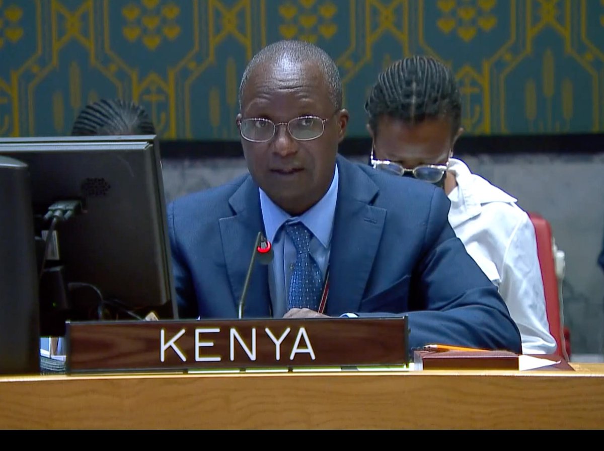 During today's #UNSC briefing on Ukraine, Kenya's statement by <a href="/AmbMKiboino/">Mike Kiboino 🇰🇪</a> urged the warring parties, their allies and partners to enter into comprehensive talks  on guidelines that will reanimate their willingness to modify their strategic posture in accord to the UN Charter.