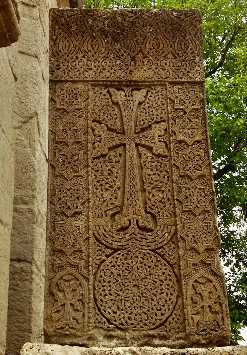 A khachkar from Haghartsin monastery, probably 13th century AD. In the artistic sense it is a direct descendant of the vishaps transformed from idols into Christian monuments a thousand years earlier. #Armenia #archeology #sculpture
