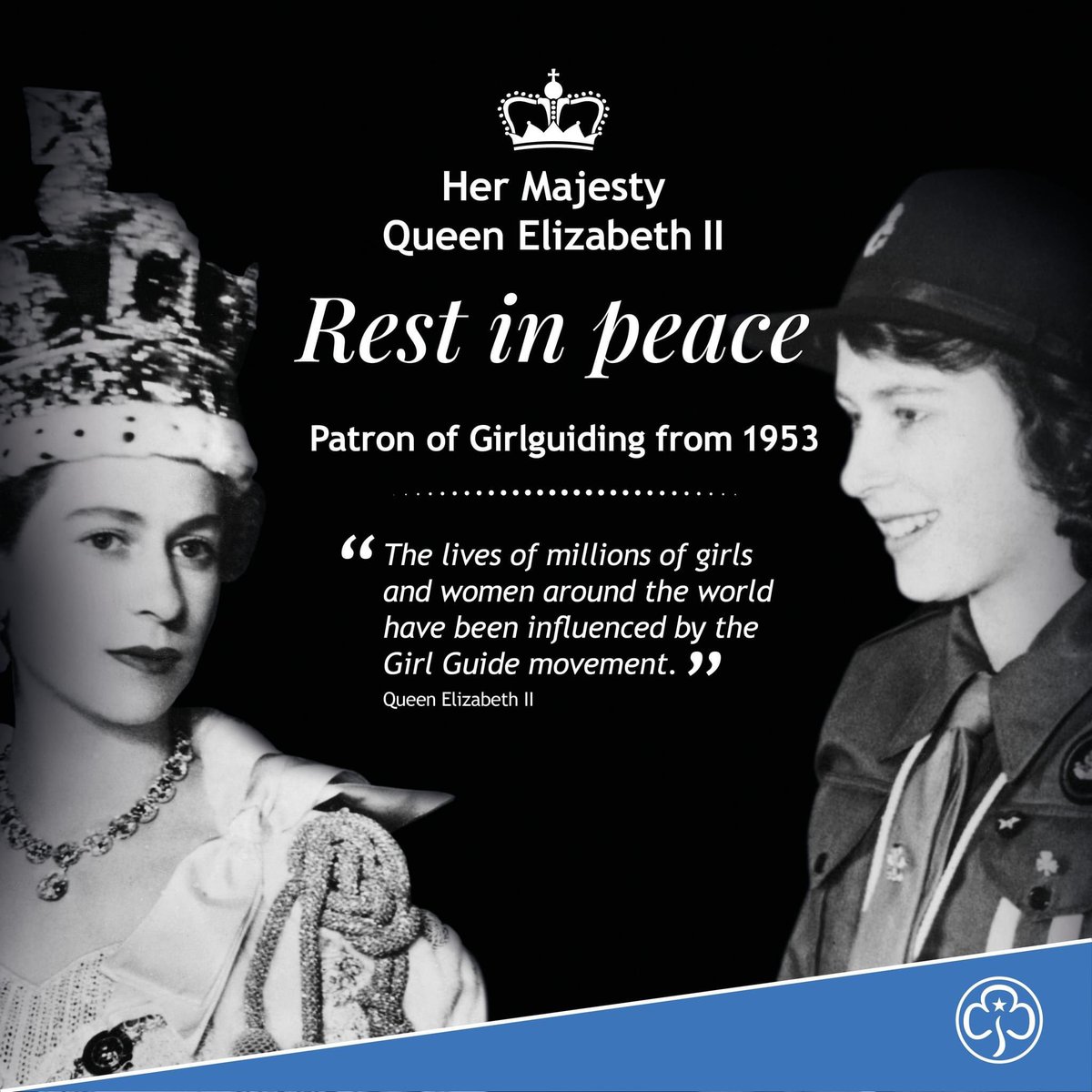 It is with profound sadness that we at Girlguiding Scotland have learned today of the death of our Patron, Her Majesty The Queen. Our deepest sympathies are with the Royal Family at this very sad time. 
bit.ly/3AYsgux